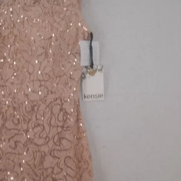 NEW Kensie Women's 4 Flounced Hem Sequin Asymmetric Midi Dress Blush Pink - Picture 3 of 15